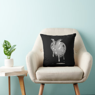 grey heart on black cushion
