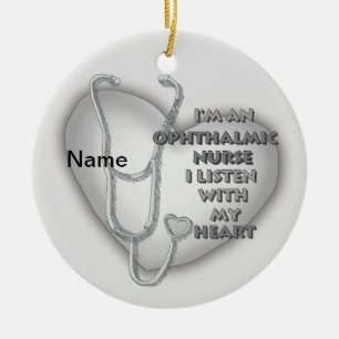 Grey Heart Ophthalmic Nurse Ceramic Tree Decoration
