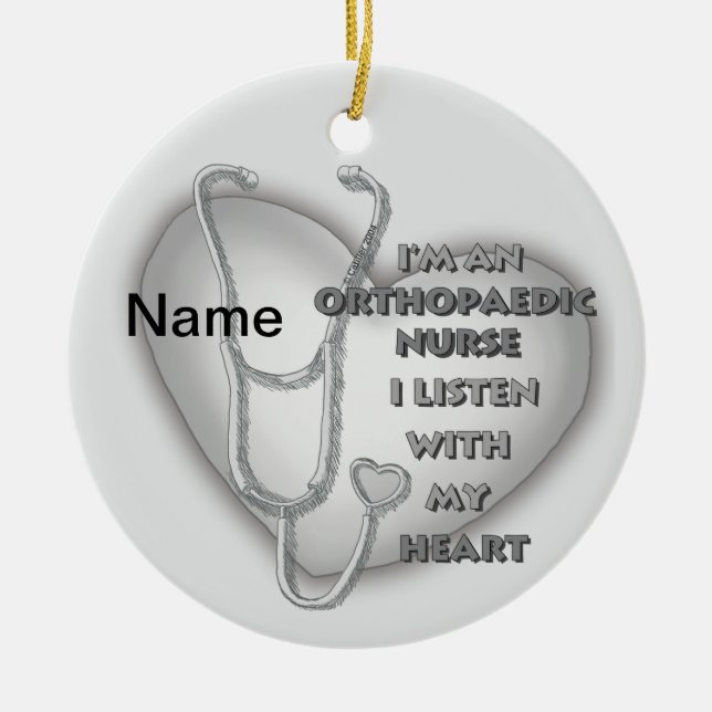Grey Heart Orthopaedic Nurse Ceramic Tree Decoration (Front)