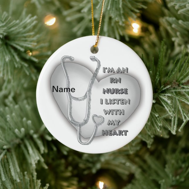 Grey Heart RN Registered Nurse Ceramic Tree Decoration (Tree)