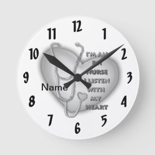 Grey Heart RN Registered Nurse Round Clock