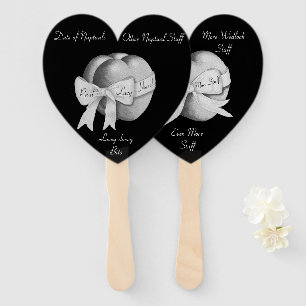 grey hearts black background fun wedding hand fan