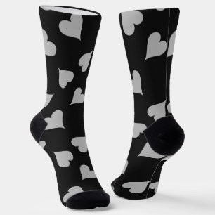 Grey hearts pattern on black socks