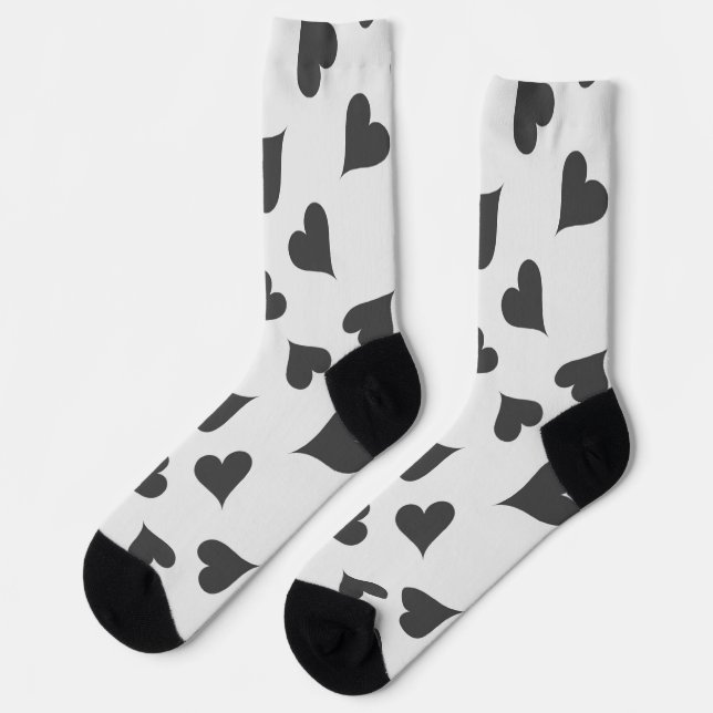 Grey hearts pattern on socks (Left)