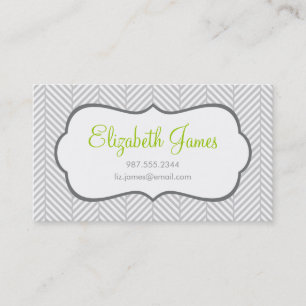 Grey Herringbone Business Card