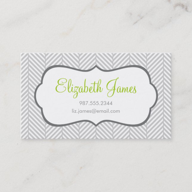 Grey Herringbone Business Card (Front)