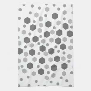 Grey Hexagons Pattern. Tea Towel