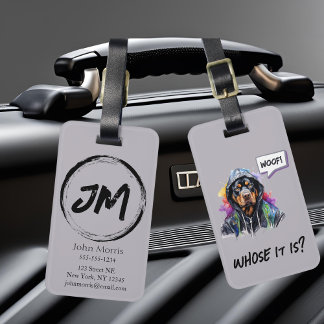 Grey Hip Hop Rottweiler Luggage Tag