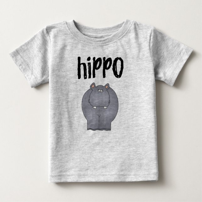 Grey Hippo Baby T-Shirt (Front)