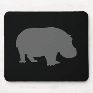 Grey Hippo Silhouette Mouse Pad