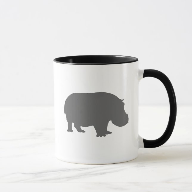 Grey Hippo Silhouette Mug (Right)
