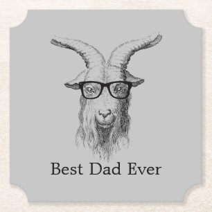 Grey Hipster Goat Paper Coaster