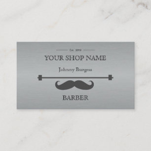 Grey  Hipster Professional Barber Steel Modern Business Card
