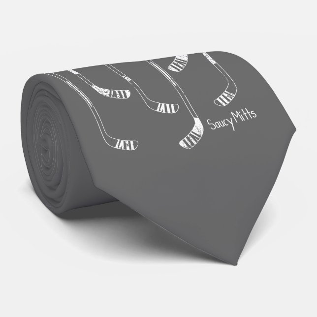 Grey Hockey Sticks Tie (Rolled)