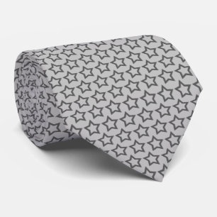 Grey Hollow Star Pattern Over Background Neck Tie