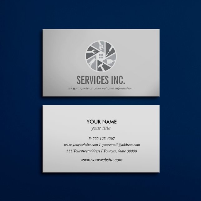 Grey HOME Repairing services logo professional Business Card (Creator Uploaded)