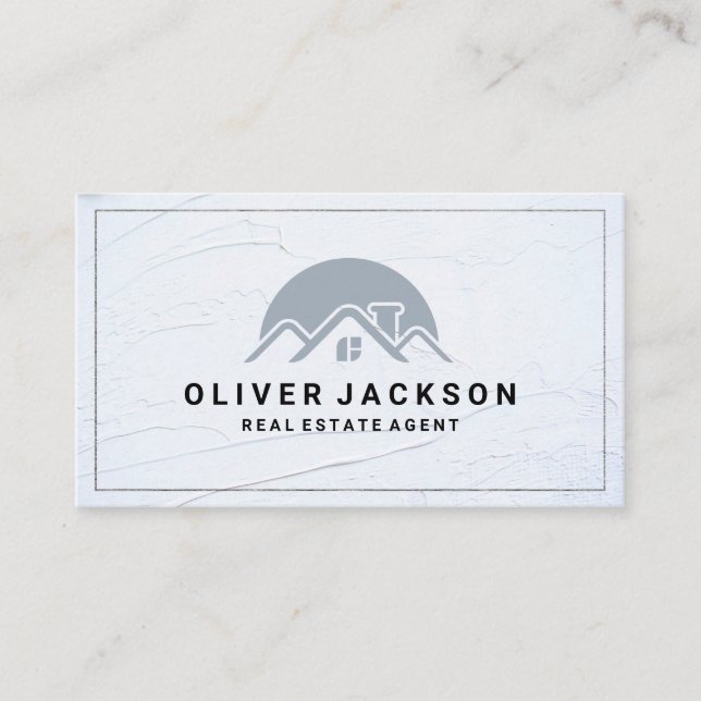 Grey Home Rooftop Logo Business Card (Front)