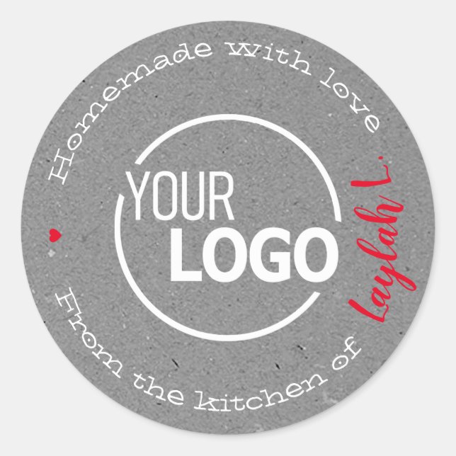 Grey Homemade From The Kitchen Of Logo Template Classic Round Sticker (Front)