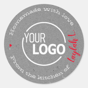 Grey Homemade From The Kitchen Of Logo Template Classic Round Sticker