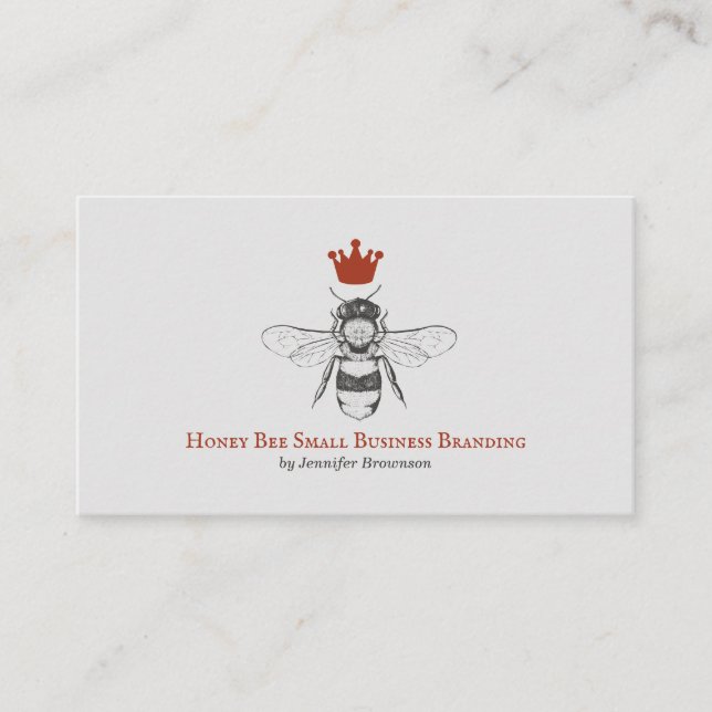 Grey Honeycomb Crown Queen Bee Business Card (Front)