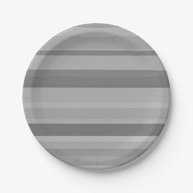 Grey horizontal stripes paper plate (Front)