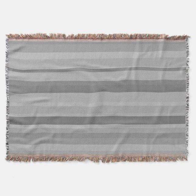 Grey horizontal stripes throw blanket (Front)
