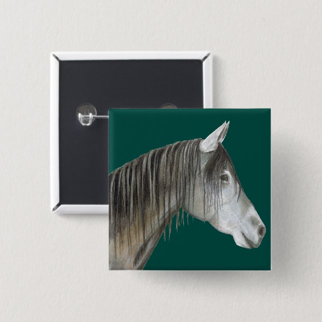 Grey Horse 15 Cm Square Badge (Front & Back)