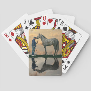 Grey Horse And Groom OTTB Playing Cards
