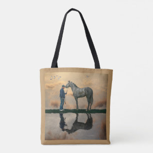 Grey Horse And Groom OTTB Tote Bag