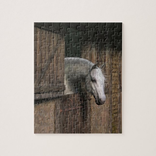 Grey Horse at the Stable Door Jigsaw Puzzle (Vertical)