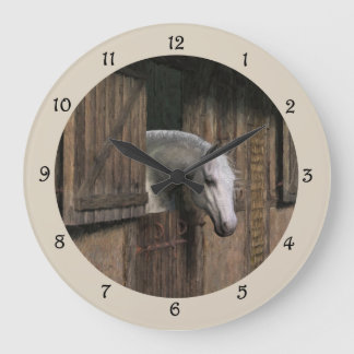 Grey Horse at the Stable Door Wall Clock