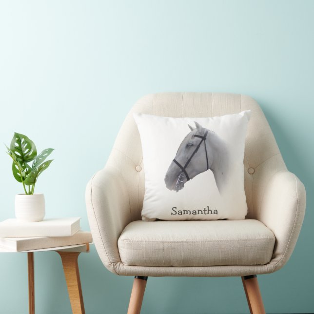Grey Horse Design Personalised Cushion (Chair)