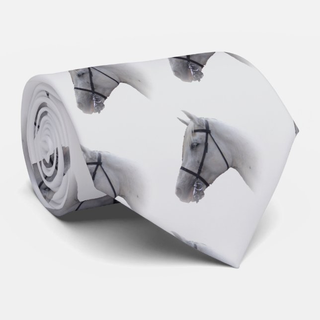 Grey Horse Design Tie (Rolled)