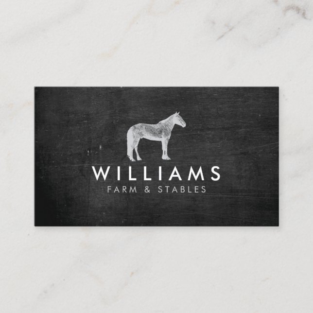 Grey Horse - Farming, Farmer Rustic Business Card (Front)