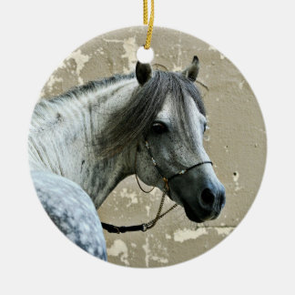 Grey Horse Head Ceramic Tree Decoration