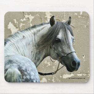 Grey Horse Head Mouse Pad