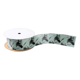 Grey Horse Head Satin Ribbon