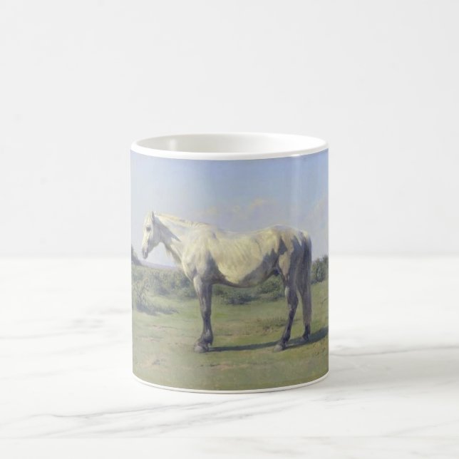 Grey Horse in a Field (by Rosa Bonheur) Coffee Mug (Center)