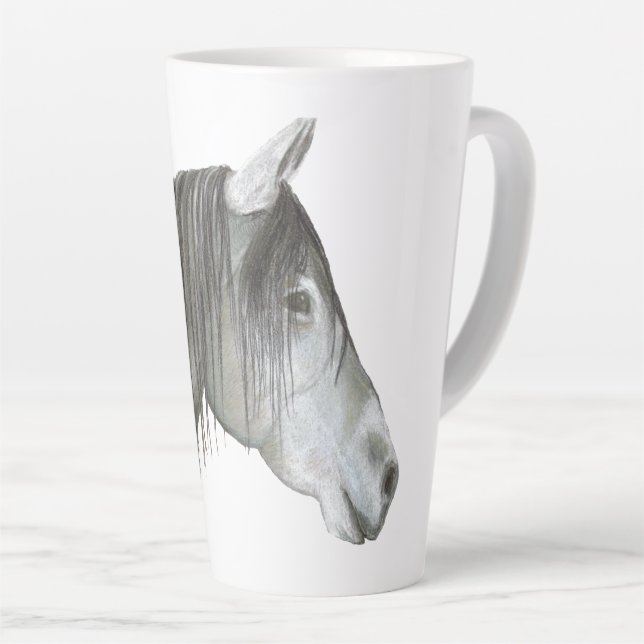Grey Horse Latte Mug (Right Angle)