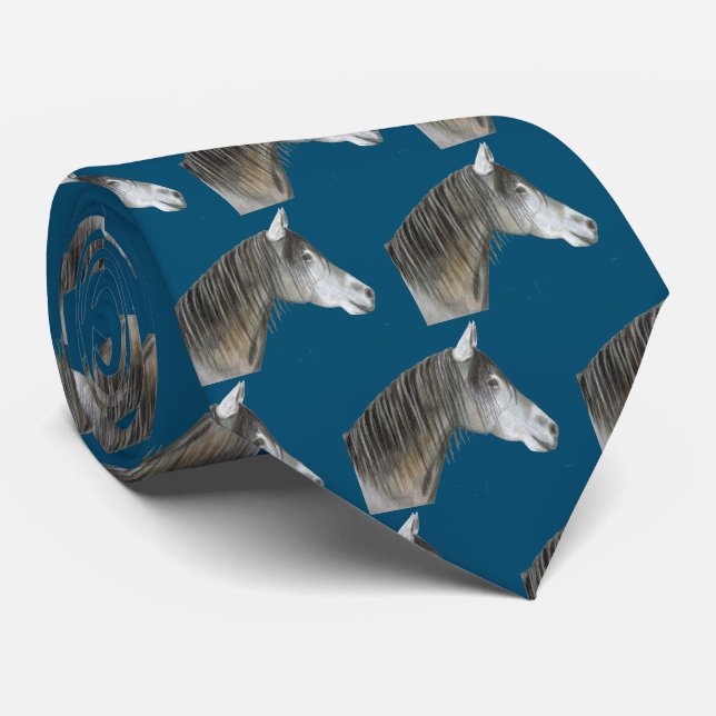 Grey Horse Neck Tie (Rolled)