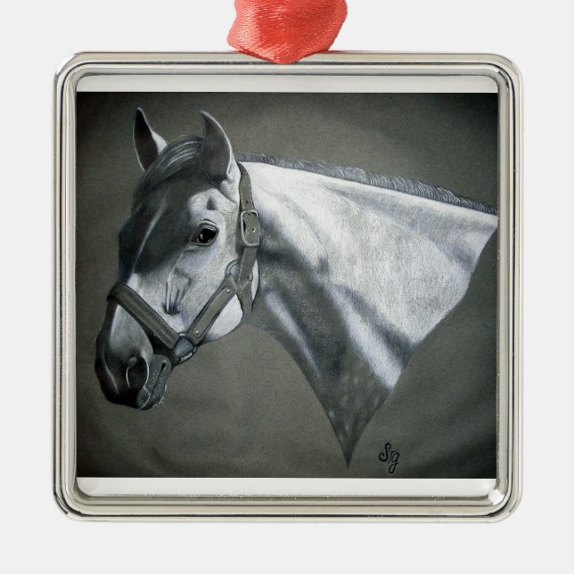 Grey Horse Ornament (Front)