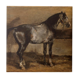 Grey horse rack by Theodore Gericault Tile