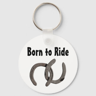 Grey Horse Shoes Born To Ride Key Ring