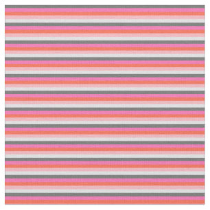 Grey, Hot Pink, Red, Light Pink & Lavender Stripes Fabric