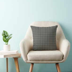 Grey Houndstooth Pattern Throw Pillow