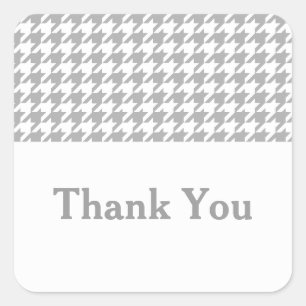 Grey Houndstooth Thank You Stickers