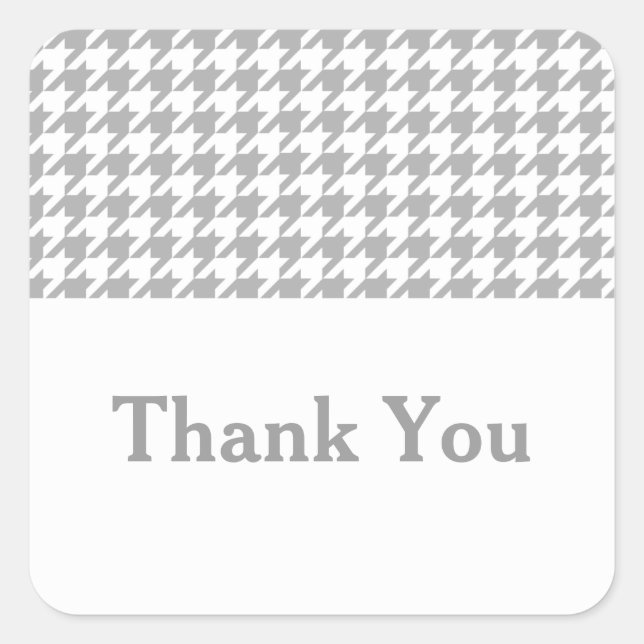 Grey Houndstooth Thank You Stickers (Front)