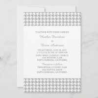 Grey Houndstooth Wedding Invite