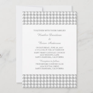 Grey Houndstooth Wedding Invite