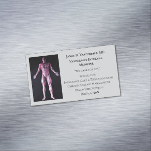 Grey Human Body Internal Medicine Doctor Medical Magnetic Business Card
